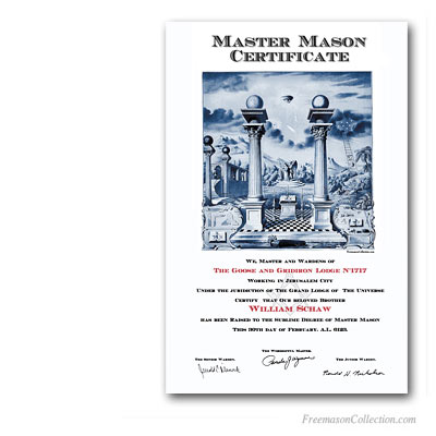 Master Mason Certificate