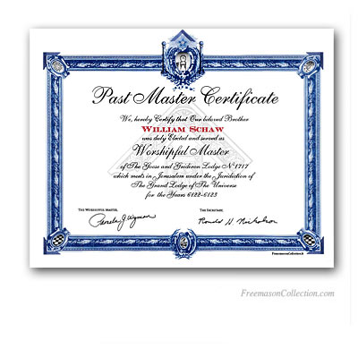 Past Master Certificate.