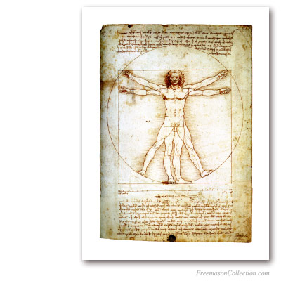 The Vitruvian Man. Leonardo Da Vinci, circa 1490. Masonic Symbol