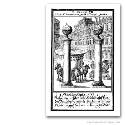 Pillars of the Temple of Solomon . Christoph Weigel, 1695. Masonic Art