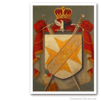 Sovereign Grand Inspector General Symbolic Coat of Arms. 33thDegree Crest. Scottish Rite. Masonic Paintings