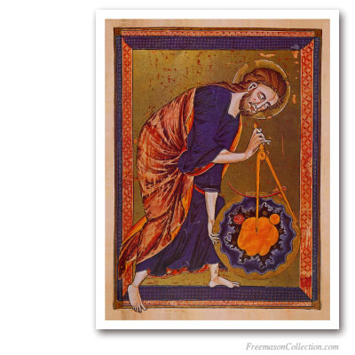 The Great Architect of the Universe. Creator au Compass. Masonic Paintings