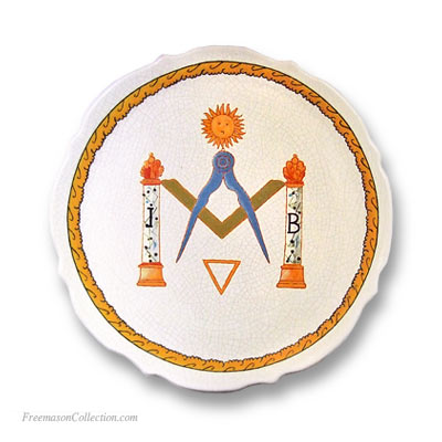 Square and Compasses. Masonic Faience Plate