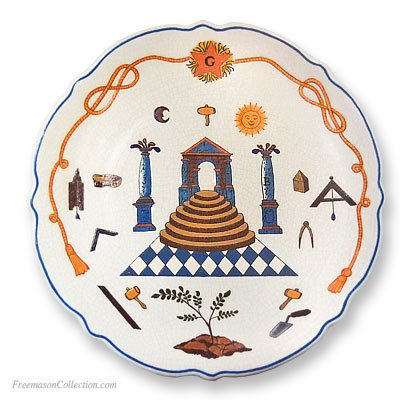 The Temple and Symbols. Masonic Faience Plate